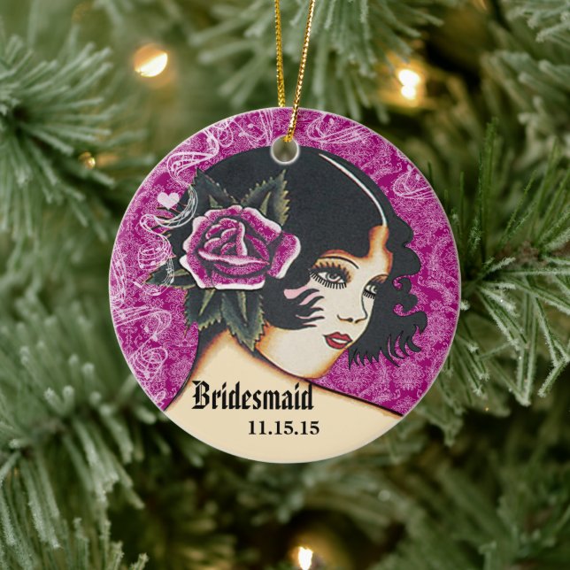 Purple or Any Color Bridesmaid Ceramic Ornament (Tree)