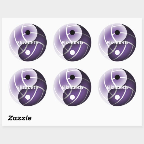 purple or ANY color yin yang girls volleyball Classic Round Sticker