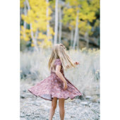 Purple or White Floral Boho Twirl Girls Dress (Front)