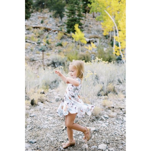 Purple or White Floral Boho Twirl Girls Dress (Front)