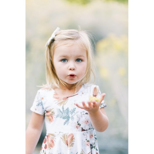 Purple or White Floral Boho Twirl Girls Dress (Front)