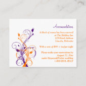 Purple Orang White Floral Reception Enclosure Card (Back)