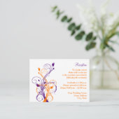 Purple Orang White Floral Reception Enclosure Card (Standing Front)
