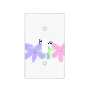 Purple orange abst floral watercolor add name text light switch cover
