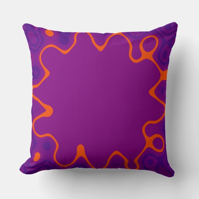 Purple Orange Abstract Art Throw Pillow (Front)