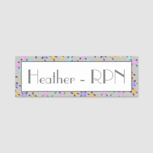 Purple Orange And Grey Personalized Name Tag