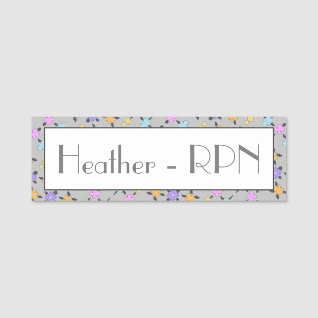 Purple Orange And Grey Personalized Name Tag (Front)