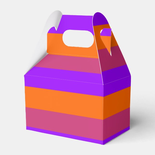 Purple, Orange and Pink  Stripes Favor Boxes (Front Side)