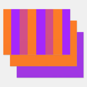 Purple, Orange and Pink  Stripes Wrapping Paper Sheets