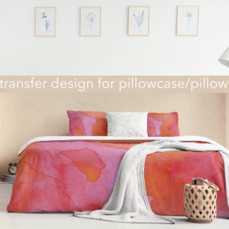 Purple Orange and Red Watercolor Abstract Pattern Duvet Cover