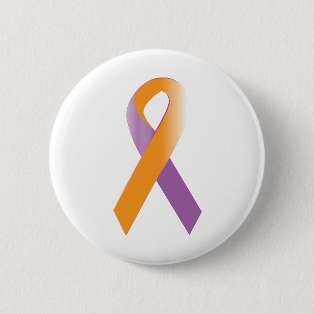 Purple & Orange Awareness Ribbon Button (Front)