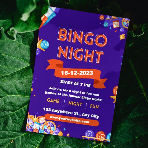 Purple  Orange Bingo Fun Night Invite Fundraiser