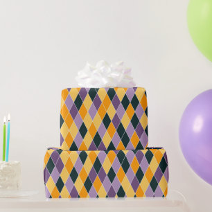 Purple Orange Black Bold Fun Fall Gift Wrapping Paper