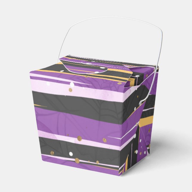 PURPLE ORANGE BLACK HALLOWEEN STRIPES FAVOR BOXES (Front Side)