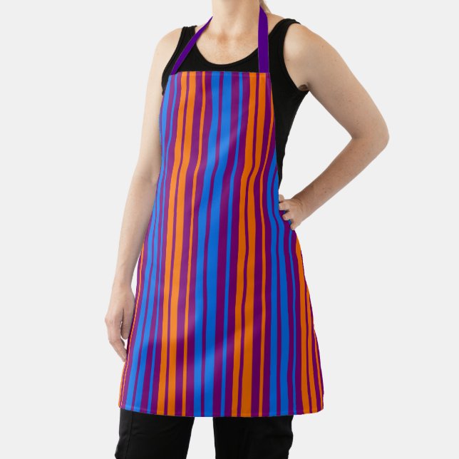 Purple Orange Blue Vertical Stripes Design   Apron (Insitu)