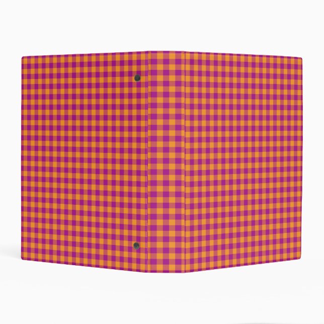 Purple Orange Checkerboard Pattern Mini Binder (Background)