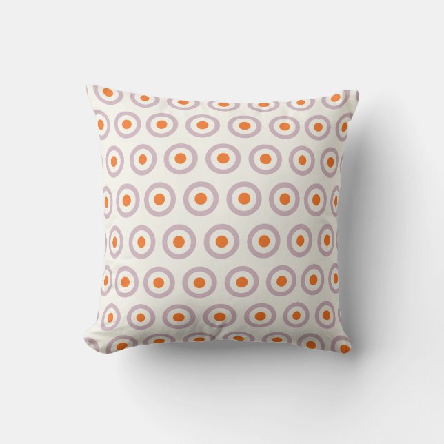 Purple & Orange Circle Dot Retro Design Throw Pillow (Front)