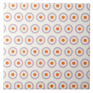 Purple & Orange Circle Dot Retro Design Tile