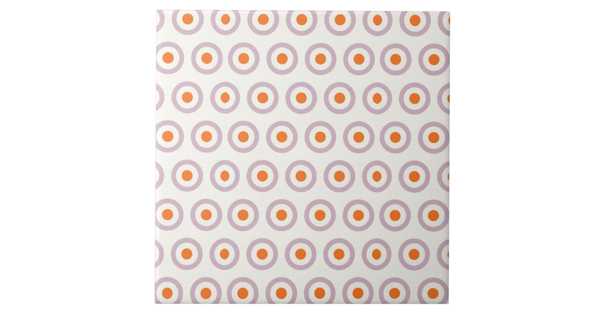 Purple & Orange Circle Dot Retro Design Tile Zazzle