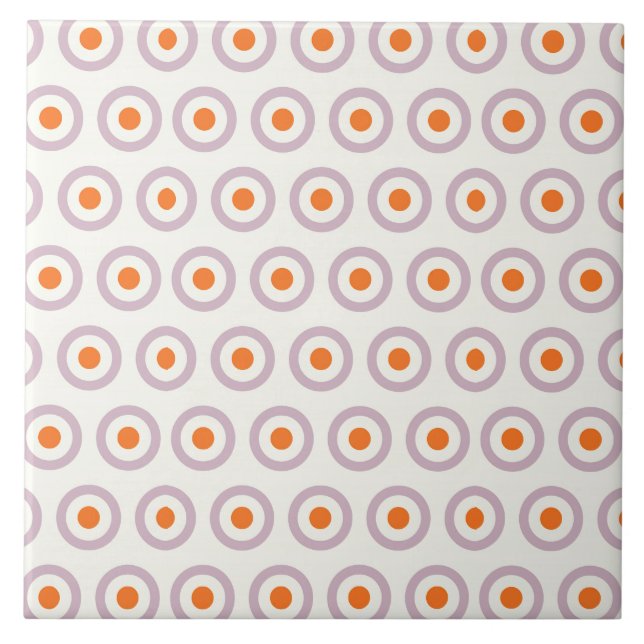 Purple & Orange Circle Dot Retro Design Tile (Front)