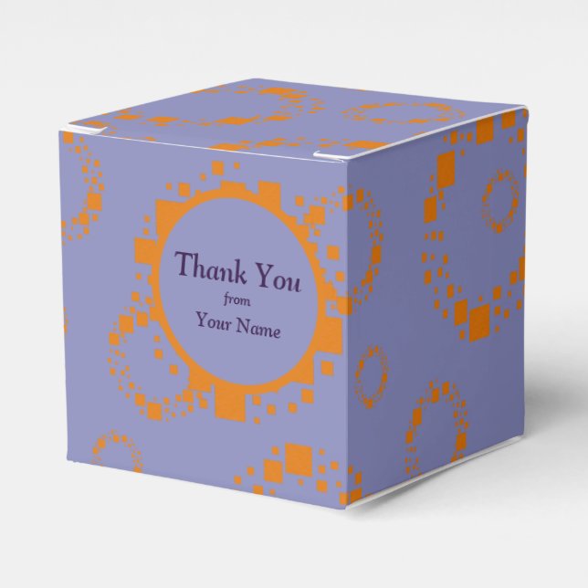 Purple Orange Circle Squares Pattern Festive Gift  Favor Boxes (Front Side)