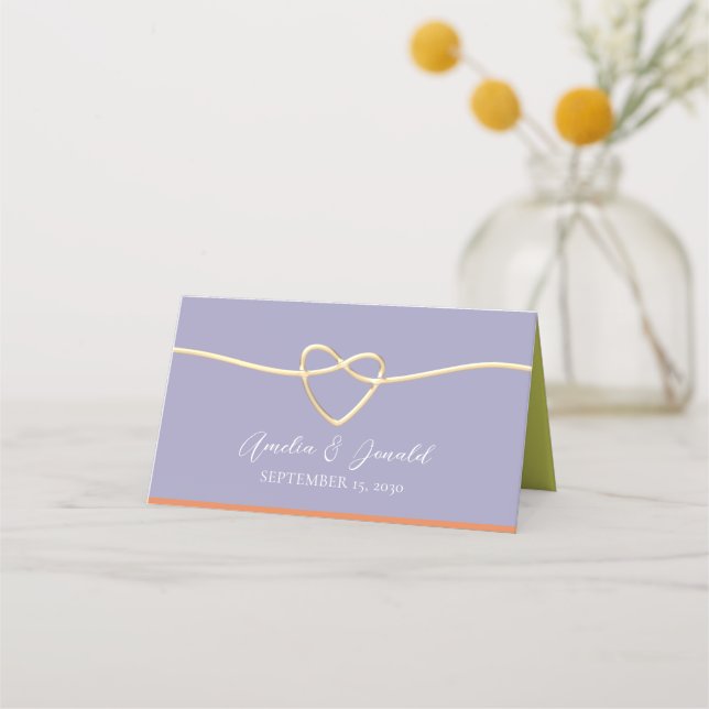 Purple Orange Citrus Green Wedding Place Card (Back)