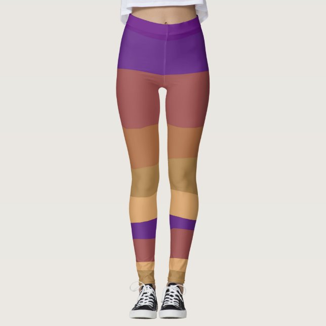 Purple & Orange Colorful Desert Leggings (Front)