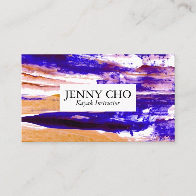 Purple orange colorful paint stripe business card (Front)