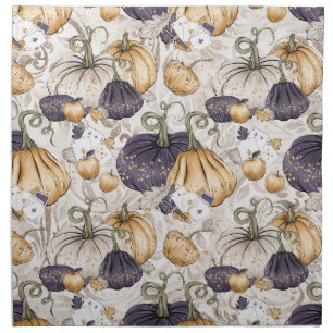 PURPLE ORANGE CREAM FALL PUMPKINS PLAYING CARDS CLOTH NAPKIN