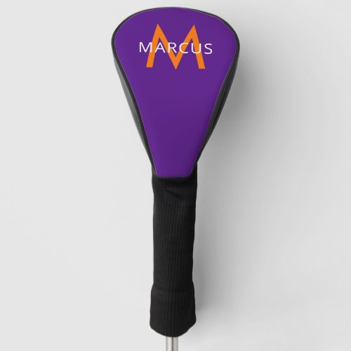 Purple Orange Create Your Own Monogram Driver Golf Head Cover