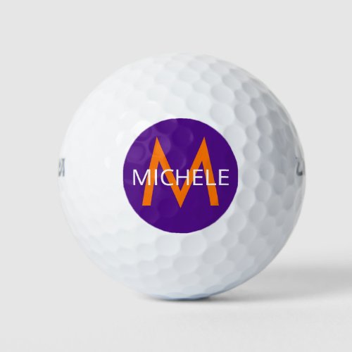 Purple Orange Create Your Own Monogrammed Golf Balls