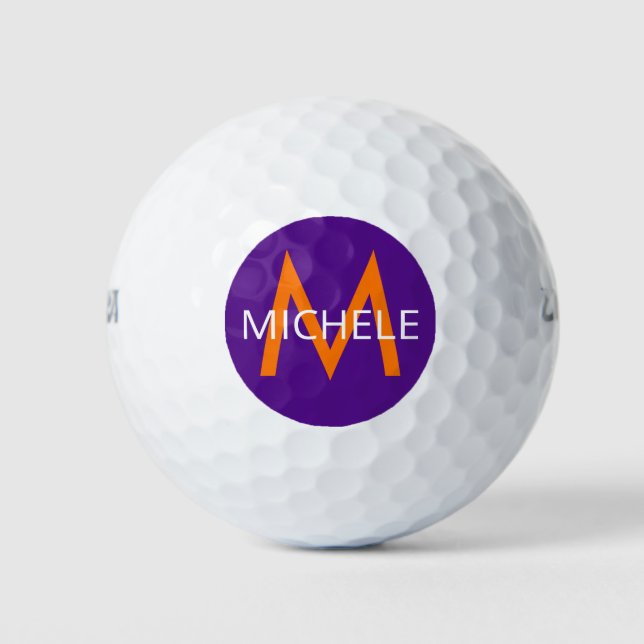 Purple Orange Create Your Own Monogrammed Golf Balls (Front)
