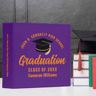 Purple Orange Custom 2024 Graduation Photo Album 3 Ring Binder