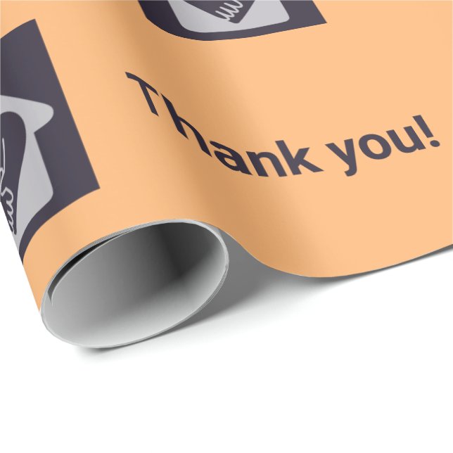 Purple & Orange Custom Logo & Thank You Wrapping P Wrapping Paper (Roll Corner)