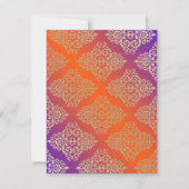Purple Orange FAUX Gold Glitter, Damask RSVP Card (Back)