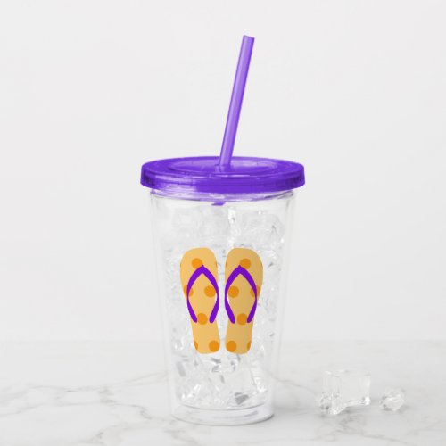 Purple  Orange Flip Flops Beach Sandals Acrylic Tumbler