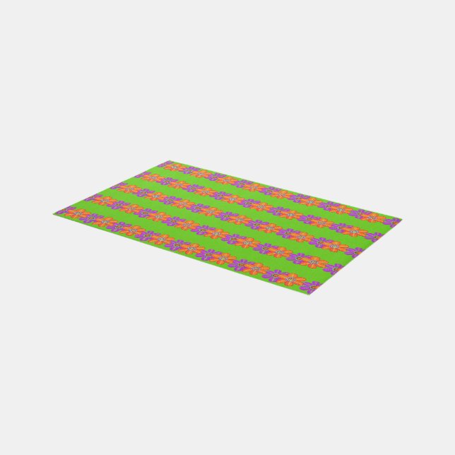Purple Orange Floral Petals Pattern Rug (Angled)