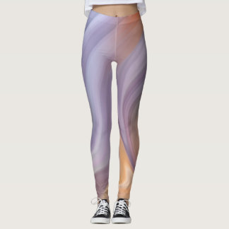 Purple orange fluid art print leggings