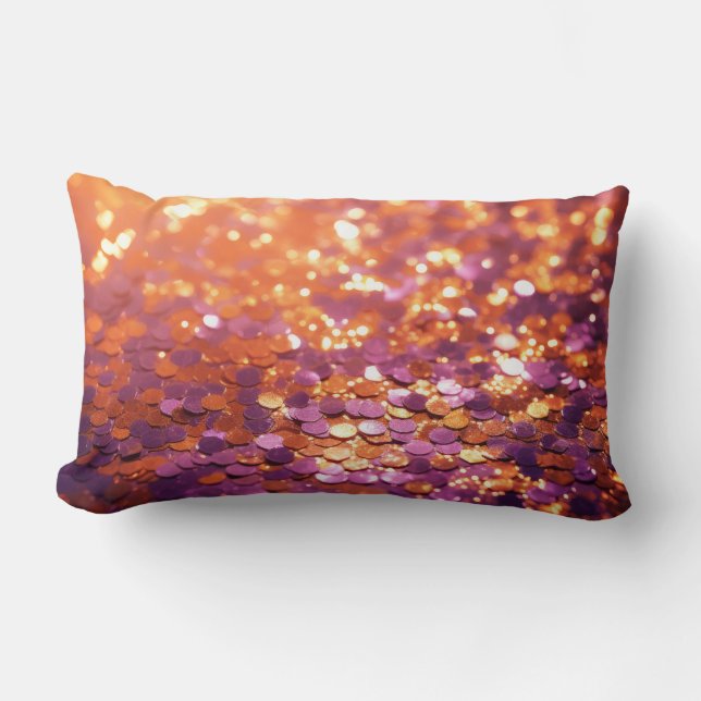 Purple Orange Glitter Background-77996 Lumbar Pillow (Front)