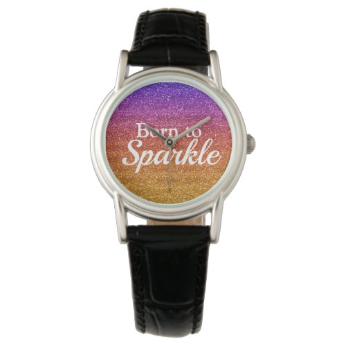 Purple Orange Glitter Born to Sparkle Luxury Watch