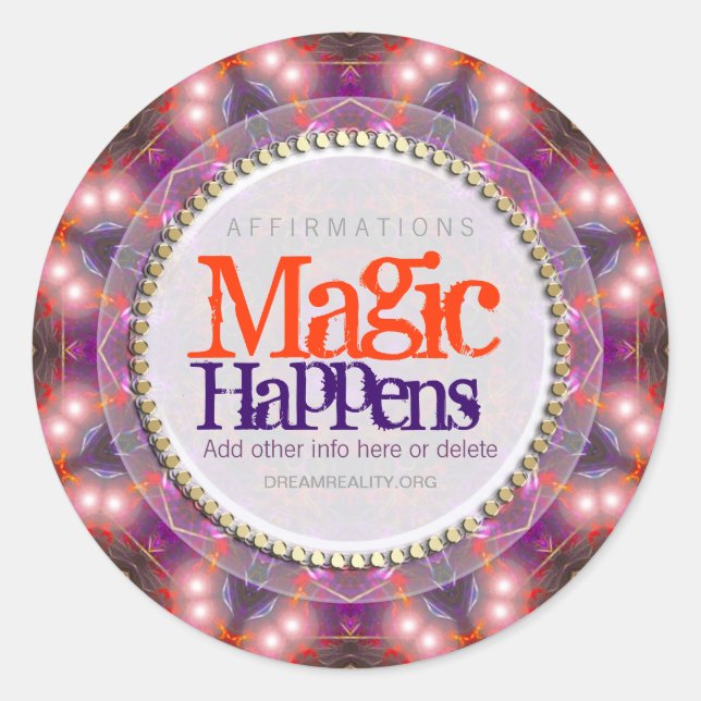Purple Orange Glow Magic Happens Custom Sticker (Front)