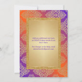 Purple, Orange, Gold FAUX Glitter Wedding Invite (Back)