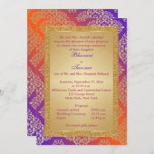 Purple, Orange, Gold FAUX Glitter Wedding Invite (Front/Back)