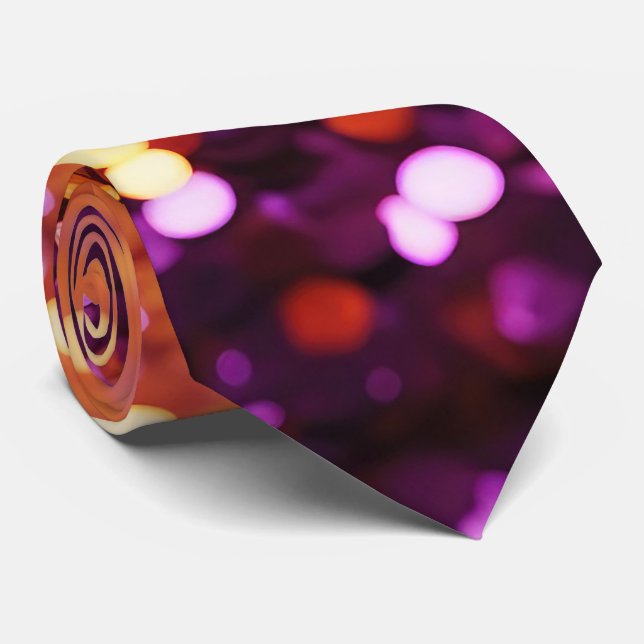 Purple Orange Gold Glitter Neck Tie (Rolled)