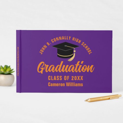 Purple Orange Graduate Custom 2024 Graduation Guest Book