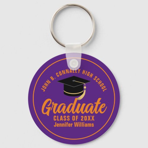 Purple Orange Graduate Custom 2024 Graduation Keychain
