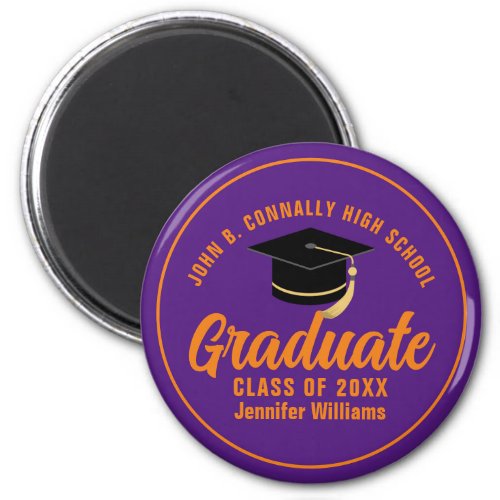 Purple Orange Graduate Custom 2024 Graduation Magnet