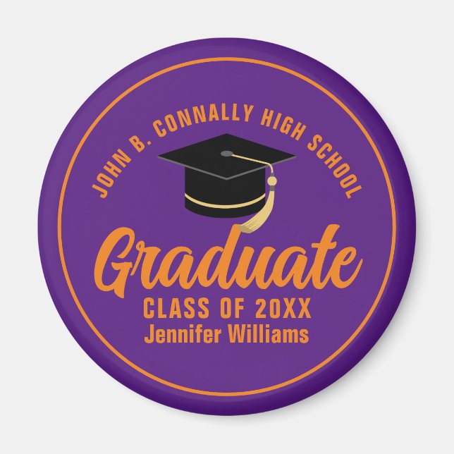 Purple Orange Graduate Custom 2024 Graduation Magnet (Front)