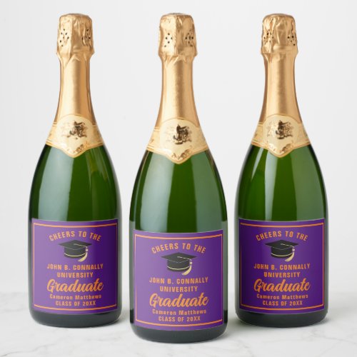 Purple Orange Graduate Custom Graduation Party Sparkling Wine Label