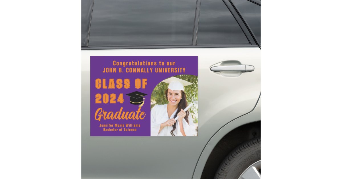 Purple Orange Graduate Photo Arch Graduation Car Magnet | Zazzle